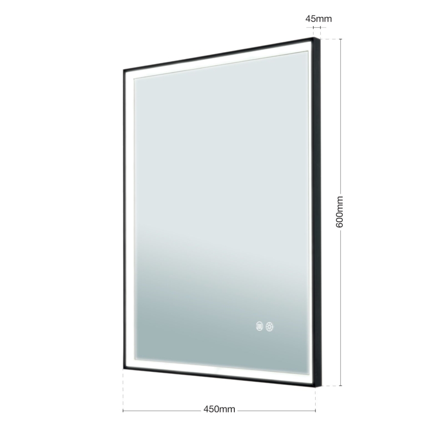 Miroir mural chauffant de salle de bain avec rétro-éclairage FRAME LED/48W/230V 3000/4000/6000K 60x45 cm IP44