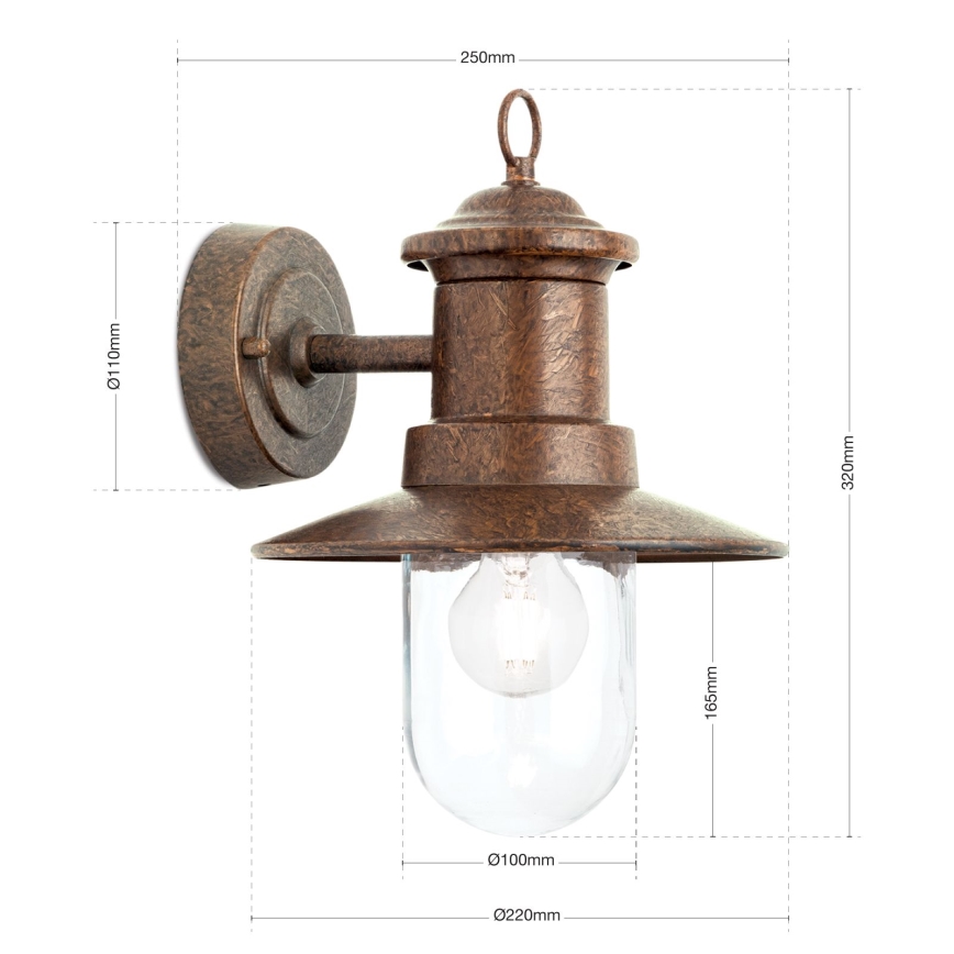Outdoor-Wandleuchte LEONIE 1xE27/60W/230V IP44 bronzen
