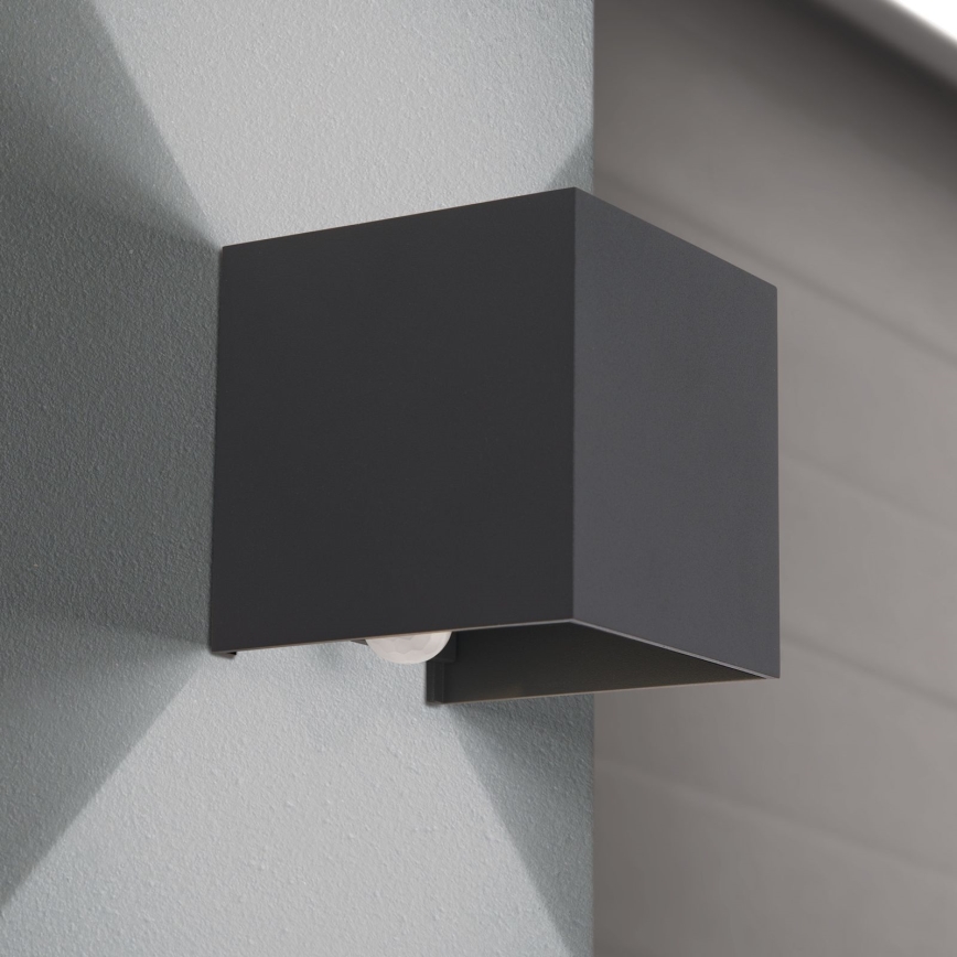LED Lampada da parete per esterni con sensore di movimento e crepuscolare CUBE-S LED/13W/230V IP54 antracite