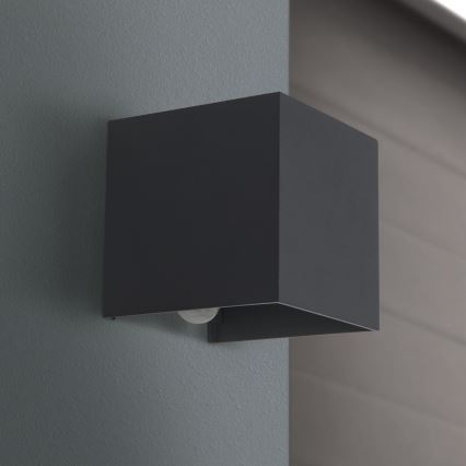 LED Lampada da parete per esterni con sensore di movimento e crepuscolare CUBE-S LED/13W/230V IP54 antracite