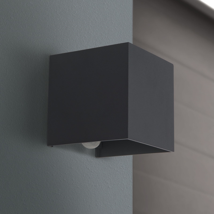 LED Lampada da parete per esterni con sensore di movimento e crepuscolare CUBE-S LED/13W/230V IP54 antracite