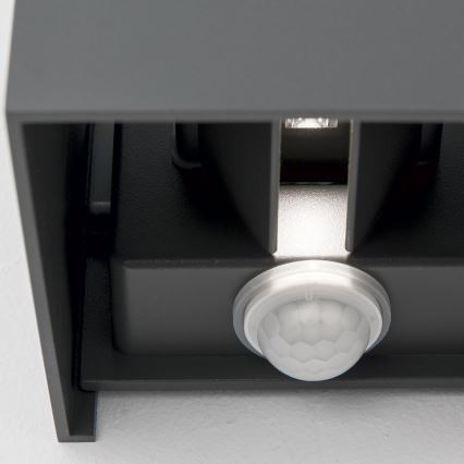 LED Lampada da parete per esterni con sensore di movimento e crepuscolare CUBE-S LED/13W/230V IP54 antracite