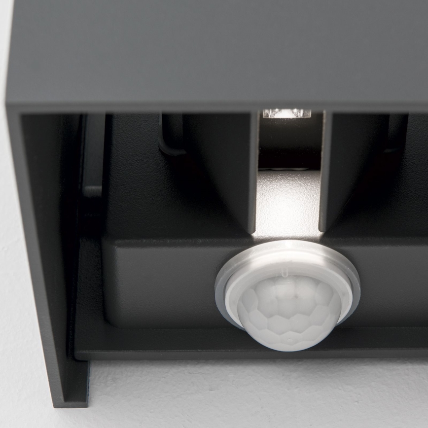 LED Lampada da parete per esterni con sensore di movimento e crepuscolare CUBE-S LED/13W/230V IP54 antracite