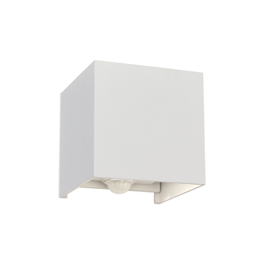 LED Lampada da parete per esterni con sensore di movimento e crepuscolare CUBE-S LED/13W/230V IP54 bianco