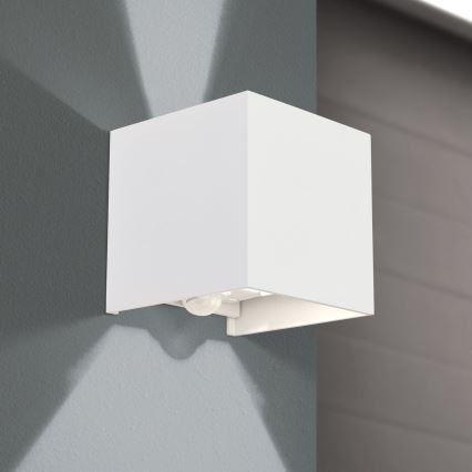 LED Lampada da parete per esterni con sensore di movimento e crepuscolare CUBE-S LED/13W/230V IP54 bianco