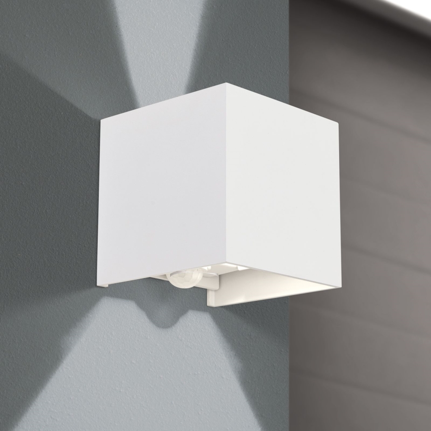 LED Lampada da parete per esterni con sensore di movimento e crepuscolare CUBE-S LED/13W/230V IP54 bianco