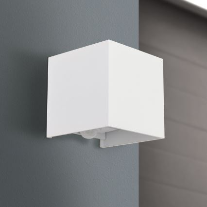 LED Lampada da parete per esterni con sensore di movimento e crepuscolare CUBE-S LED/13W/230V IP54 bianco