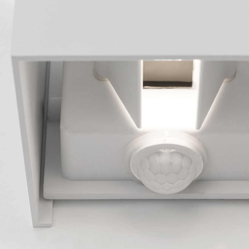 LED Lampada da parete per esterni con sensore di movimento e crepuscolare CUBE-S LED/13W/230V IP54 bianco