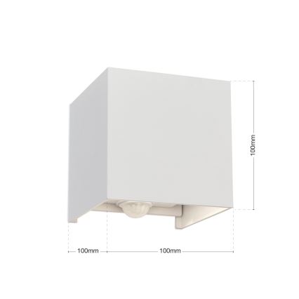 LED Lampada da parete per esterni con sensore di movimento e crepuscolare CUBE-S LED/13W/230V IP54 bianco