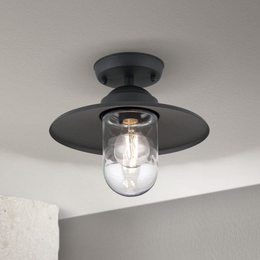 Aufgesetzte Außen-Deckenleuchte EDWARD 1xE27/60W/230V IP44 anthrazit