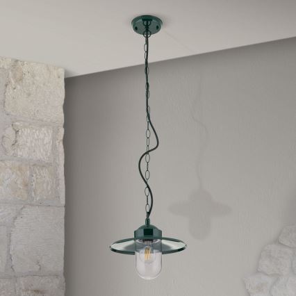 Lampada a sospensione da esterno EDWARD 1xE27/60W/230V IP44 verde