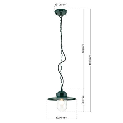 Lampada a sospensione da esterno EDWARD 1xE27/60W/230V IP44 verde
