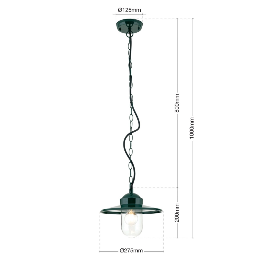 Lampada a sospensione da esterno EDWARD 1xE27/60W/230V IP44 verde