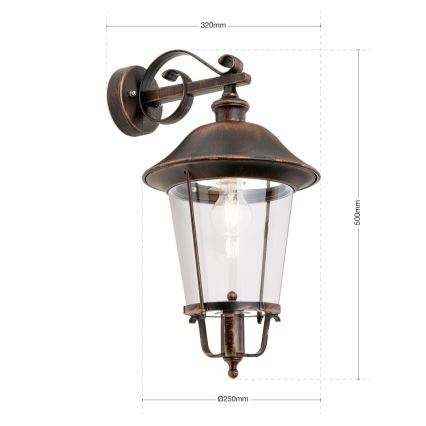 Applique da esterno KENZO 1xE27/100W/230V IP44 bronzo/patina
