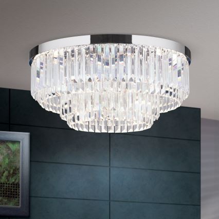 Plafonnier en cristal à LED dimmable PRISM LED/80W/230V Ø 55 cm chrome brillant