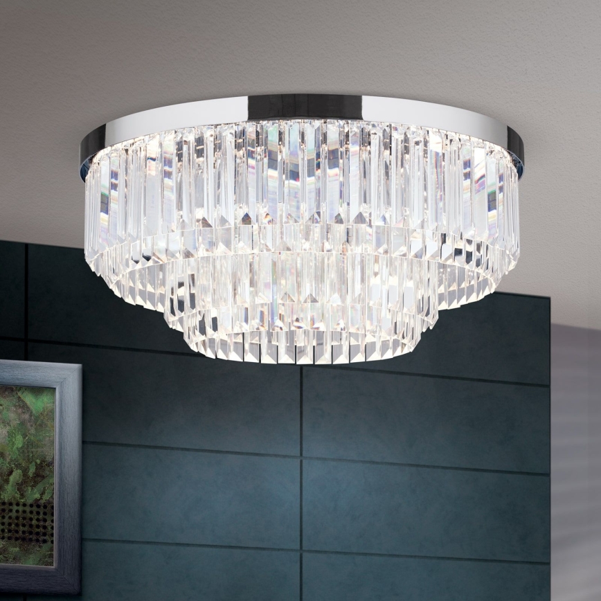Plafonnier en cristal à LED dimmable PRISM LED/80W/230V Ø 55 cm chrome brillant