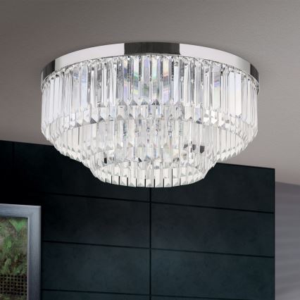 Plafonnier en cristal à LED dimmable PRISM LED/80W/230V Ø 55 cm chrome brillant
