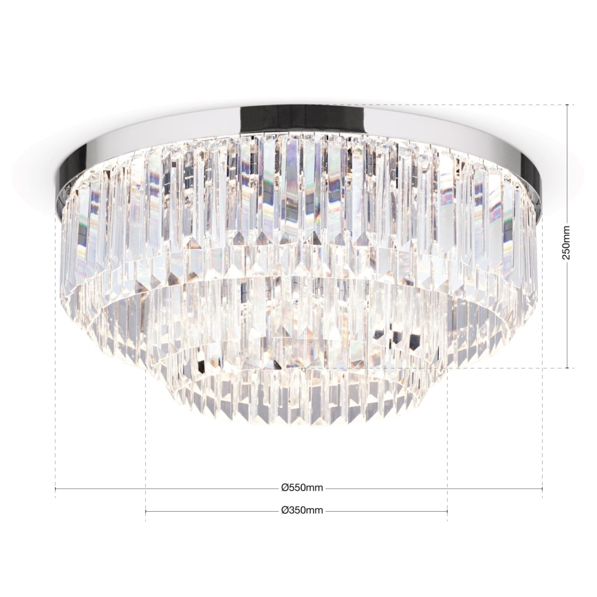Plafonnier en cristal à LED dimmable PRISM LED/80W/230V Ø 55 cm chrome brillant
