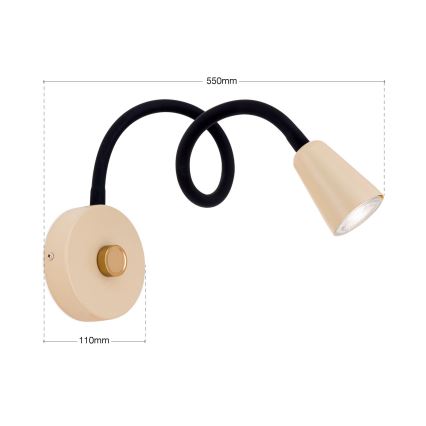 Applique murale flexible et dimmable DOTTY 1xGU10/10W/230V beige/noir