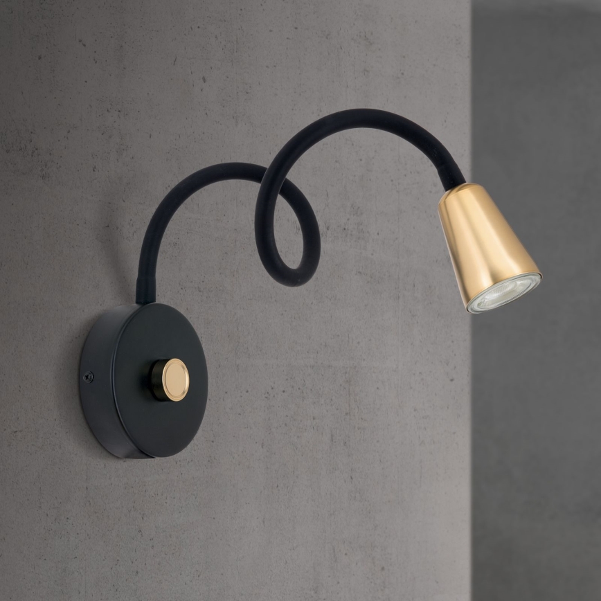 Applique murale DOTTY flexible et dimmable 1xGU10/10W/230V noir/laiton