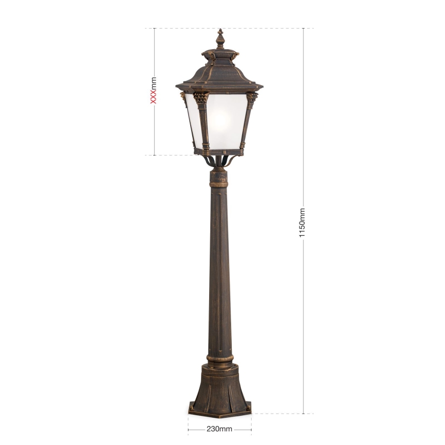 Außenleuchte AIKO 1xE27/60W/230V 115 cm IP23 Bronze/Patina