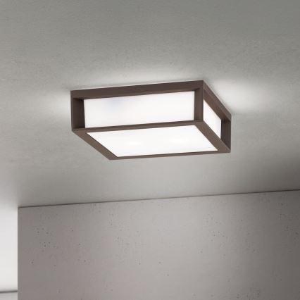 Außenleuchte HENRY 2xE27/15W/230V 26x26 cm IP44 braun
