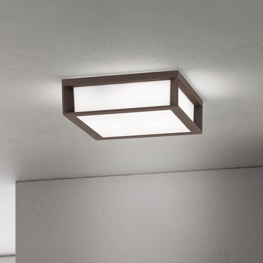 Außenleuchte HENRY 2xE27/15W/230V 26x26 cm IP44 braun