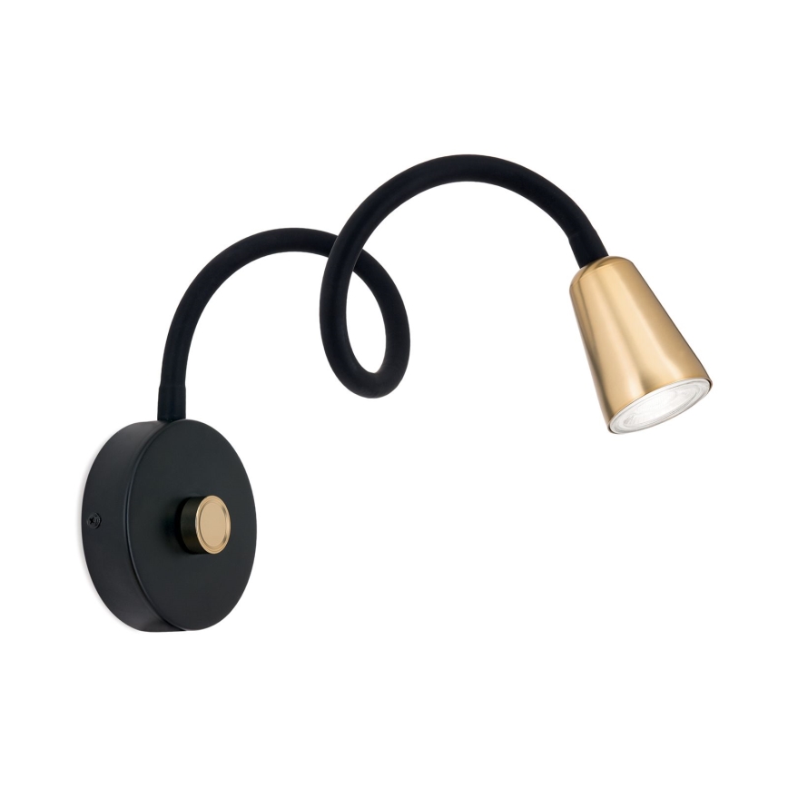 Dimmbar flexibel verstellbare Wandleuchte DOTTY 1xGU10/10W/230V schwarz/Messing