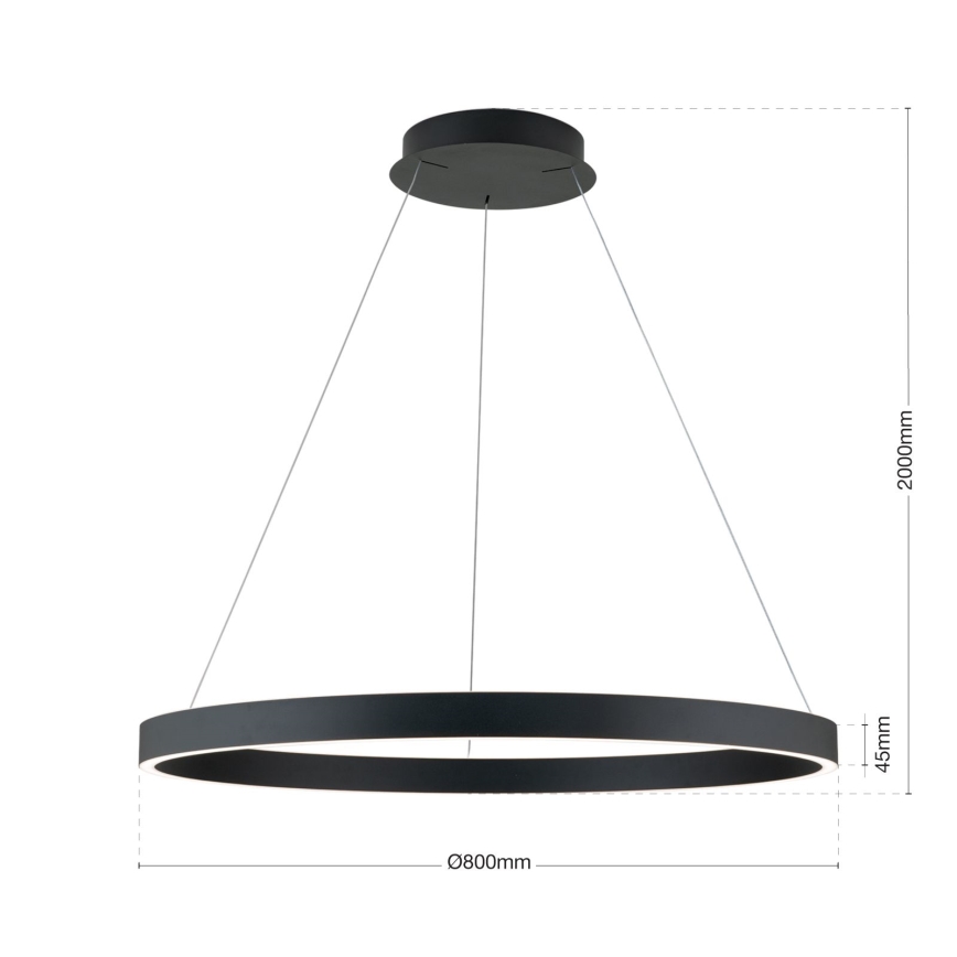 LED-dimmbare Pendelleuchte an Kabel KOLK LED/80W/230V 2700/3000/4000K Ø 80 cm schwarz