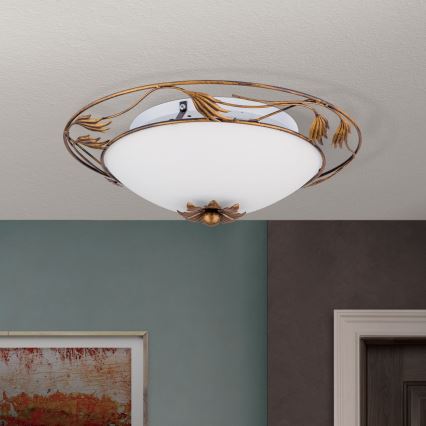Deckenleuchte FLEUR 2xE27/60W/230V d 40 cm bronzen
