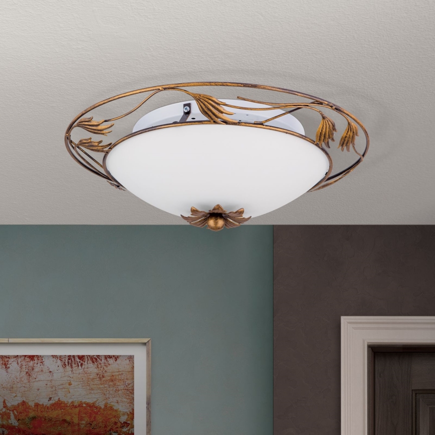 Deckenleuchte FLEUR 2xE27/60W/230V d 40 cm bronzen