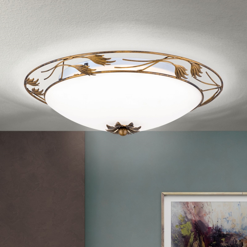 Deckenleuchte FLEUR 3xE27/60W/230V d 50 cm bronzen