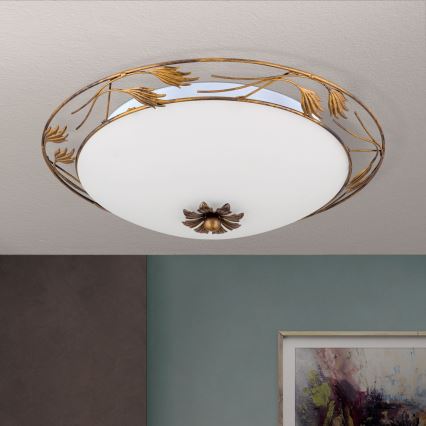 Deckenleuchte FLEUR 3xE27/60W/230V d 50 cm bronzen