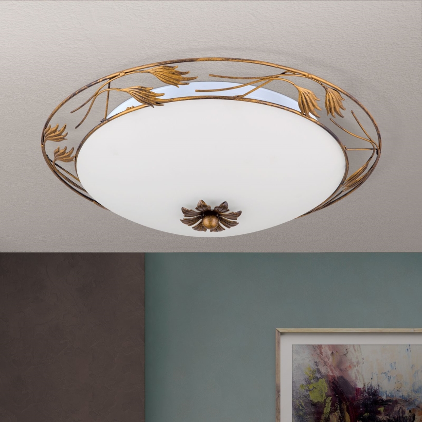 Deckenleuchte FLEUR 3xE27/60W/230V d 50 cm bronzen