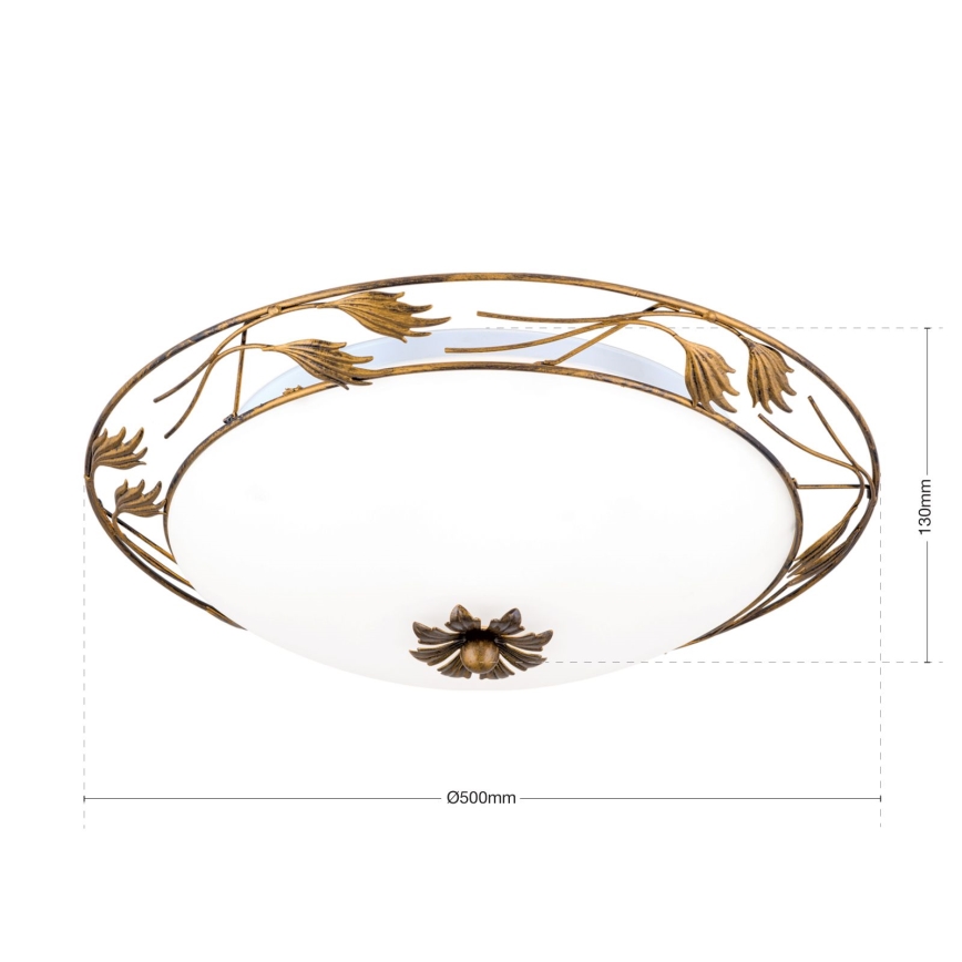 Deckenleuchte FLEUR 3xE27/60W/230V d 50 cm bronzen