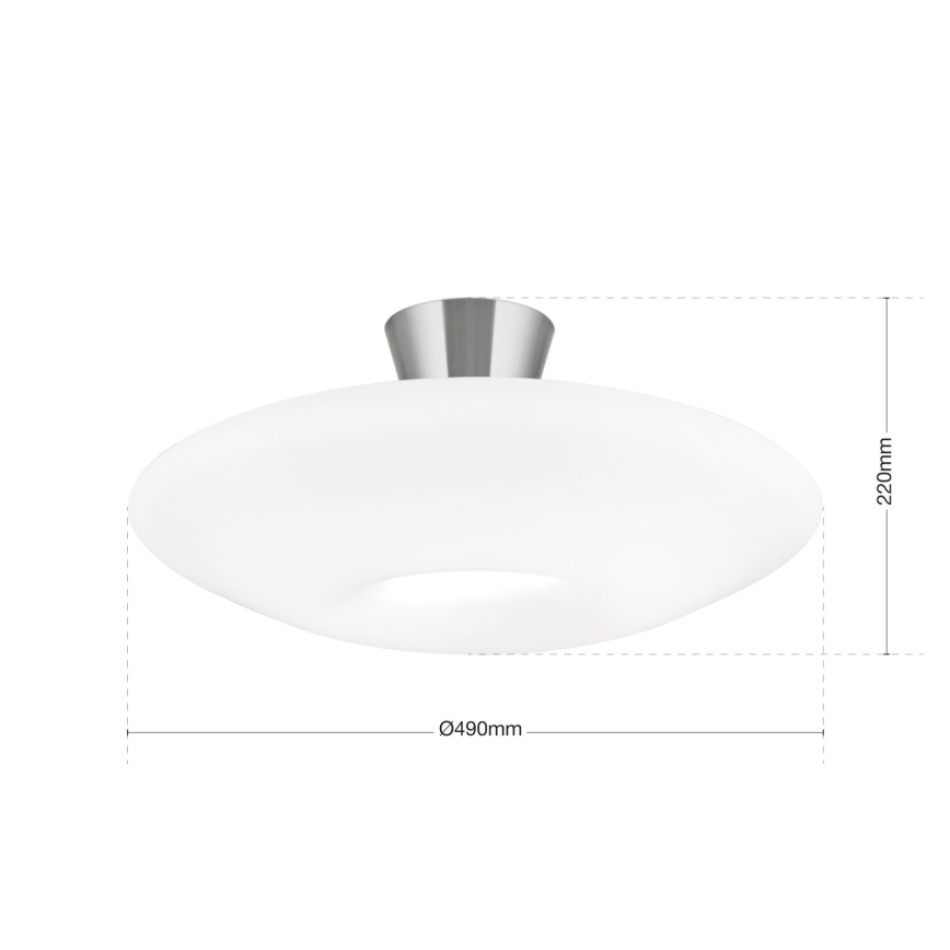 Plafonnier BLANC 2xE27/60W/230V d. 49 cm chrome mat