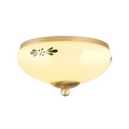 Deckenleuchte LANDHAUS 1xE27/60W/230V Ø 21 cm messing/beige/grün