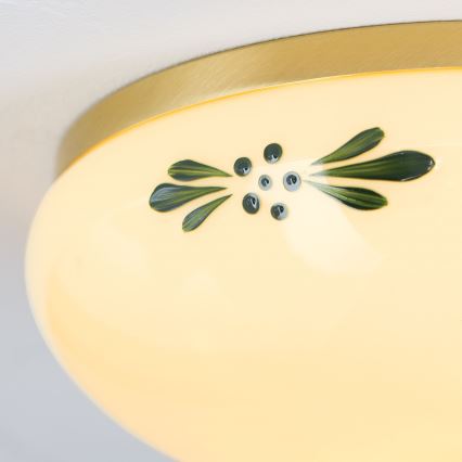 Plafonnier LANDHAUS 1xE27/60W/230V d. 21 cm laiton/beige