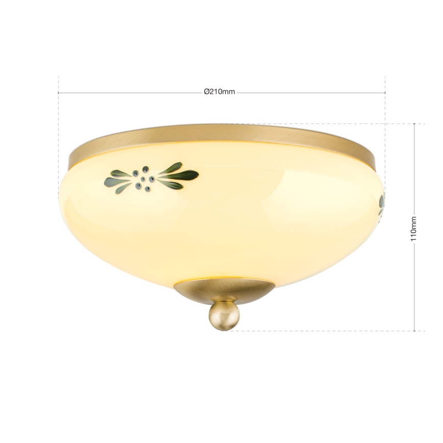 Plafonnier LANDHAUS 1xE27/60W/230V d. 21 cm laiton/beige
