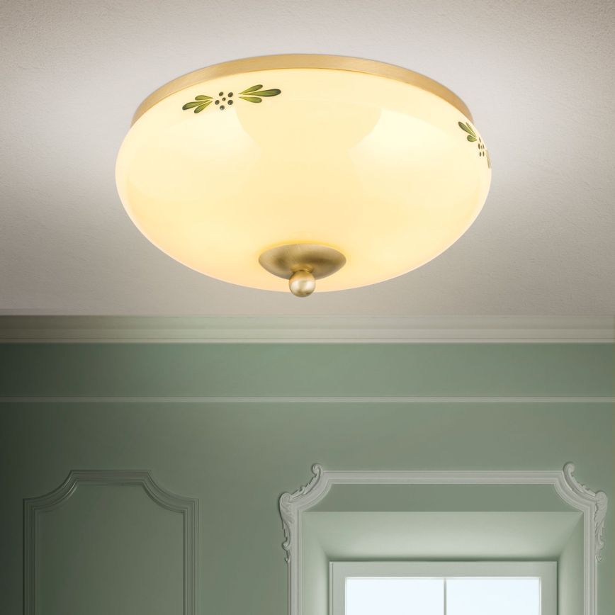 Deckenleuchte LANDHAUS 2xE27/60W/230V d 28 cm bronzen/beige
