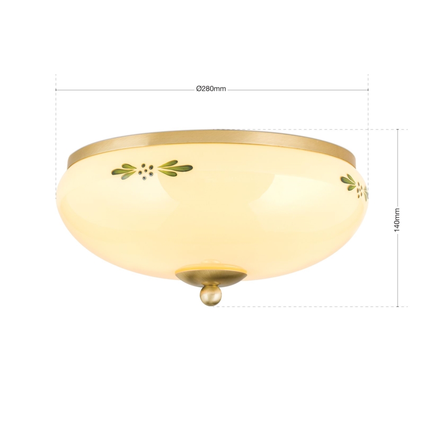 Deckenleuchte LANDHAUS 2xE27/60W/230V d 28 cm bronzen/beige