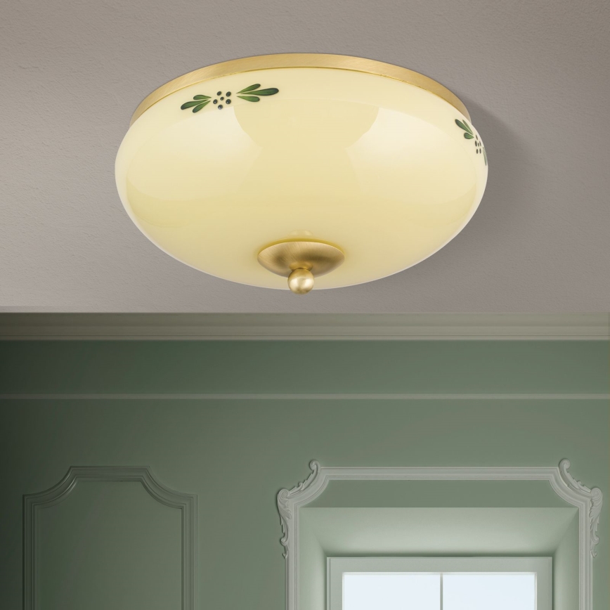 Plafonnier LANDHAUS 2xE27/60W/230V d. 28 cm bronze/beige