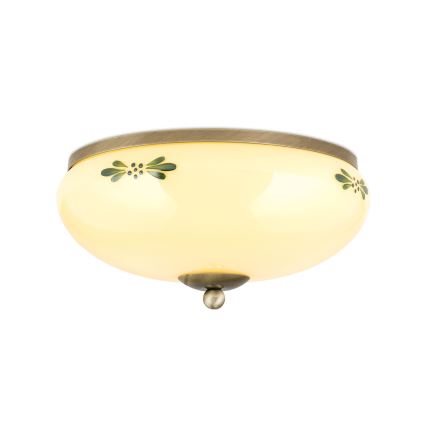 Plafonnier LANDHAUS 2xE27/60W/230V Ø 28 cm bronze/beige/vert