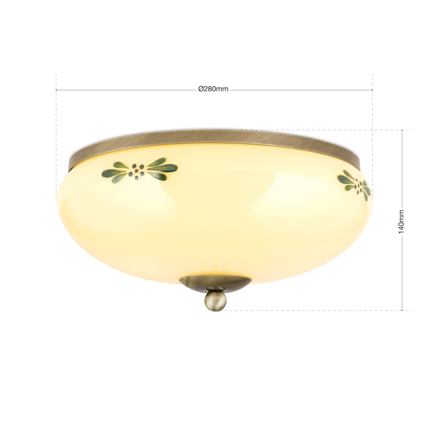 Plafonnier LANDHAUS 2xE27/60W/230V Ø 28 cm bronze/beige/vert