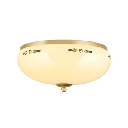 Plafoniera LANDHAUS 3xE27/60W/230V Ø 35 cm ottone/beige/verde