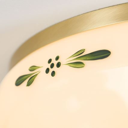 Plafoniera LANDHAUS 3xE27/60W/230V Ø 35 cm ottone/beige/verde