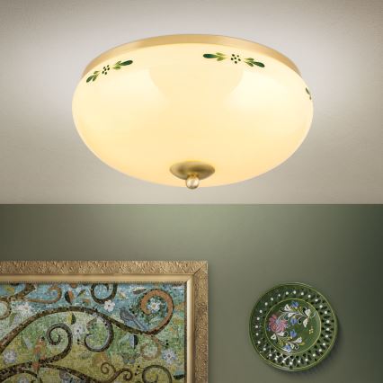 Plafonnier LANDHAUS 3xE27/60W/230V d. 35 cm laiton/beige