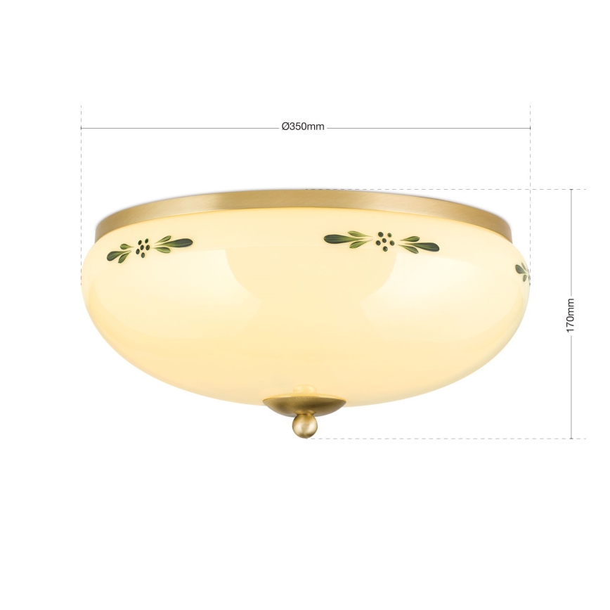 Plafonnier LANDHAUS 3xE27/60W/230V d. 35 cm laiton/beige