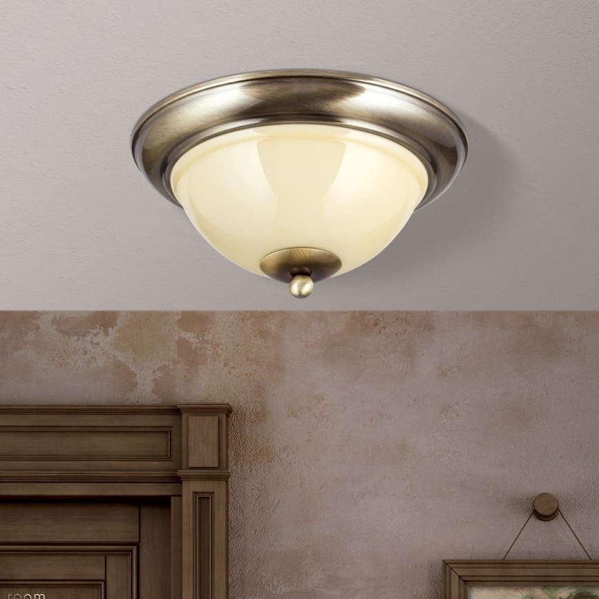 Deckenleuchte AUSTRIAN OLD LAMP 2xE27/60W/230V d 27 cm bronzen/beige