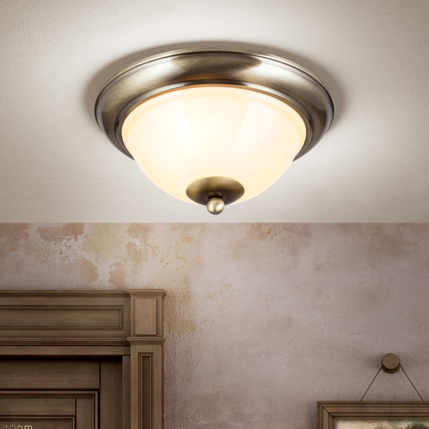 Plafoniera AUSTRIAN OLD LAMP 2xE27/60W/230V diametro 27 cm bronzo/beige